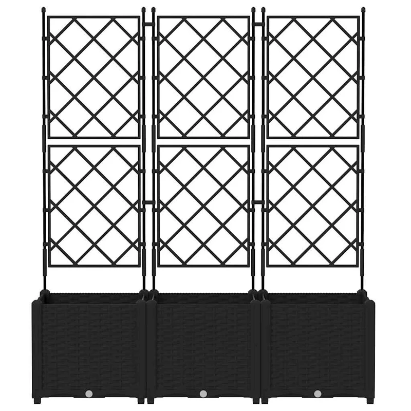 Macetero De Jardín 3 Uds. Negro 120 X 40 X 143 Cm Pp