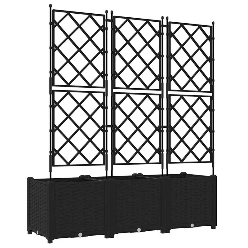Macetero De Jardín 3 Uds. Negro 120 X 40 X 143 Cm Pp