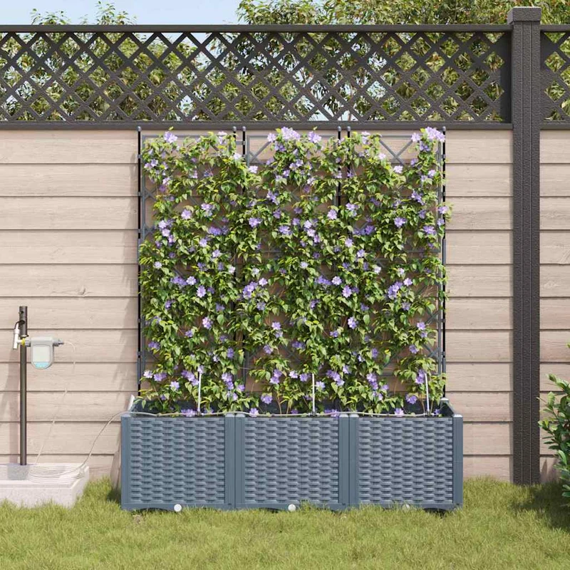 Macetero De Jardín 3 Uds. Gris Claro 120 X 40 X 142 Cm Pp
