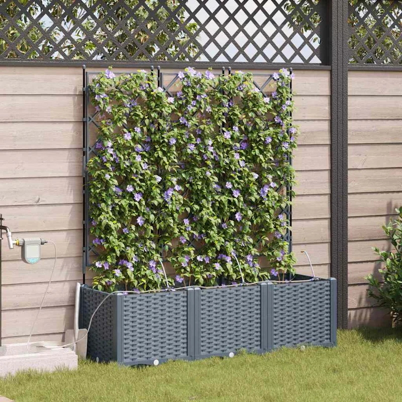 Macetero De Jardín 3 Uds. Gris Claro 120 X 40 X 142 Cm Pp