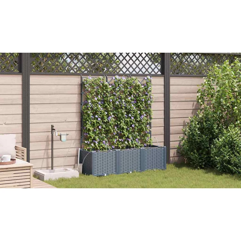 Macetero De Jardín 3 Uds. Gris Claro 120 X 40 X 142 Cm Pp