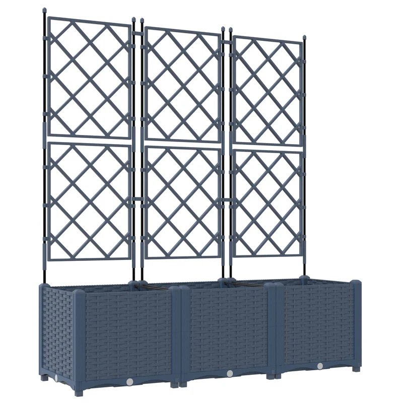 Macetero De Jardín 3 Uds. Gris 120 X 40 X 143 Cm Pp