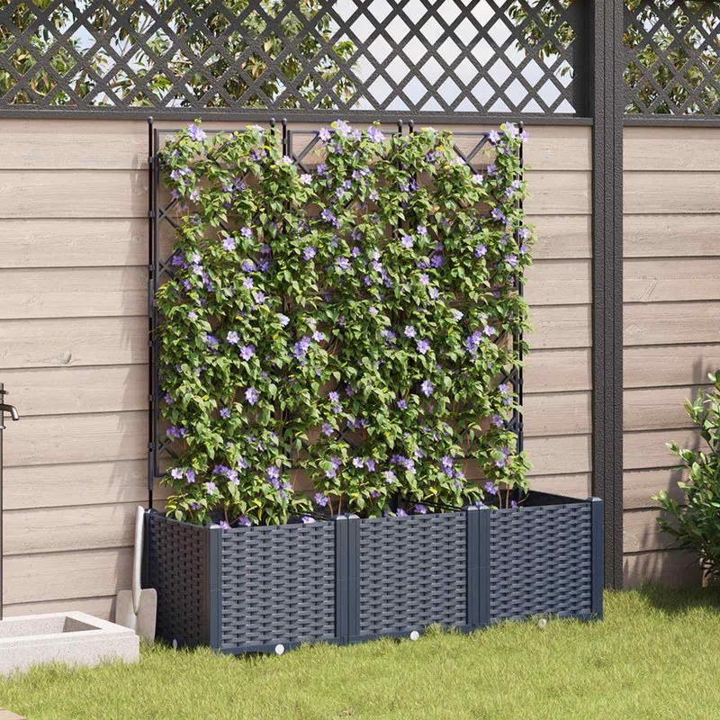 Macetero De Jardín 3 Uds. Gris 120 X 40 X 143 Cm Pp