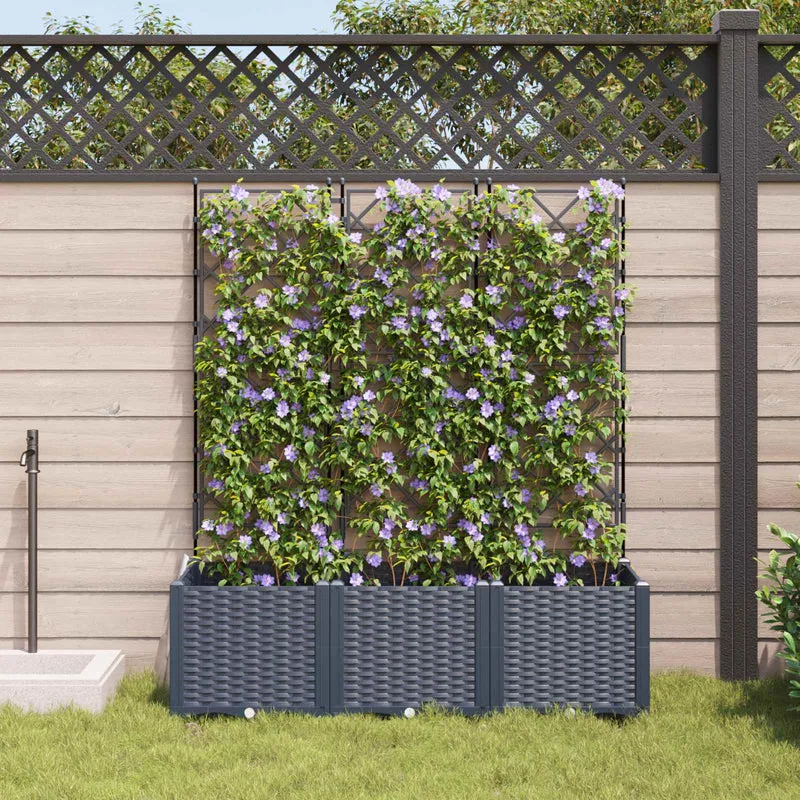 Macetero De Jardín 3 Uds. Gris 120 X 40 X 143 Cm Pp