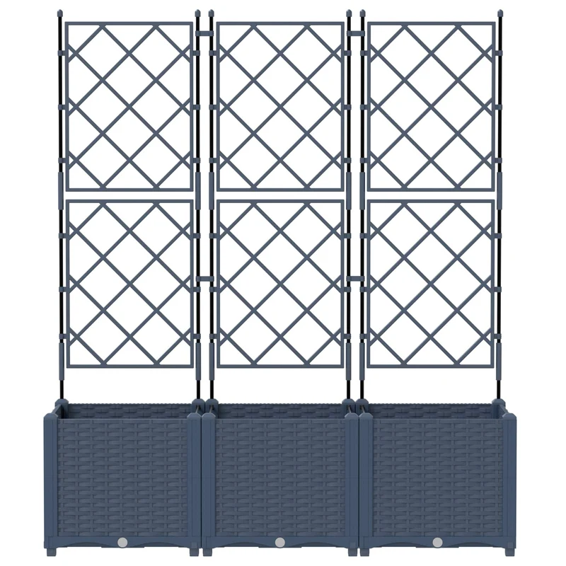 Macetero De Jardín 3 Uds. Gris 120 X 40 X 143 Cm Pp