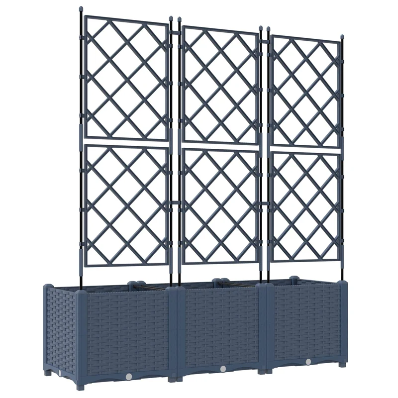 Macetero De Jardín 3 Uds. Gris 120 X 40 X 143 Cm Pp