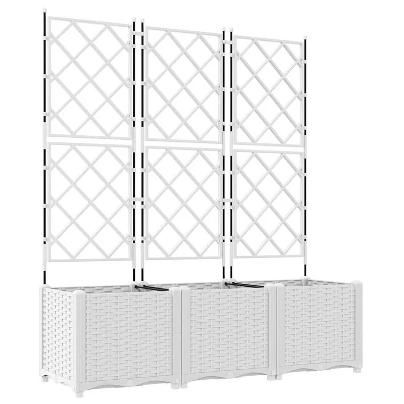 Macetero De Jardín 3 Uds. Blanco 120 X 40 X 143 Cm Pp