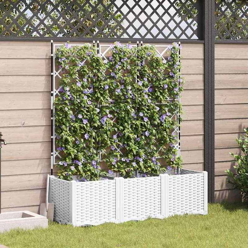 Macetero De Jardín 3 Uds. Blanco 120 X 40 X 143 Cm Pp