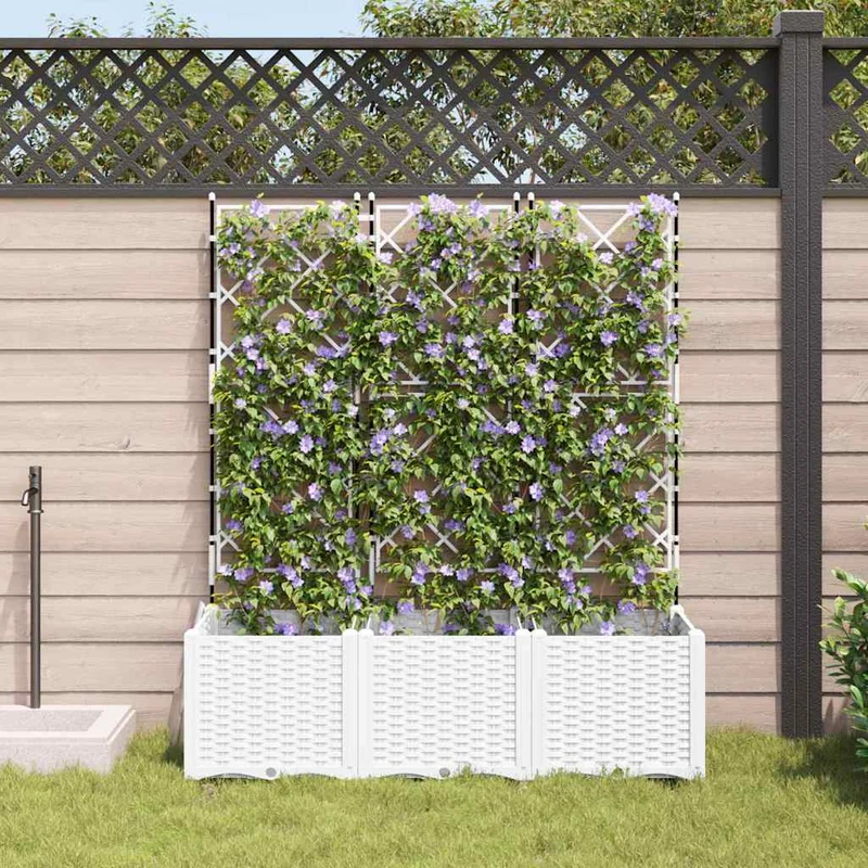 Macetero De Jardín 3 Uds. Blanco 120 X 40 X 143 Cm Pp