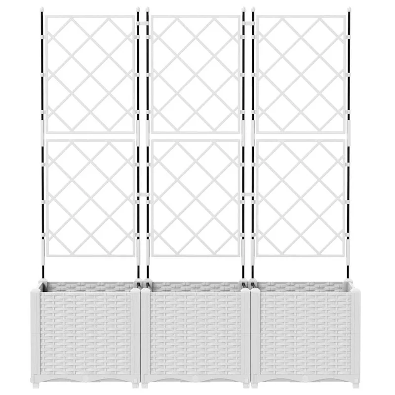 Macetero De Jardín 3 Uds. Blanco 120 X 40 X 143 Cm Pp