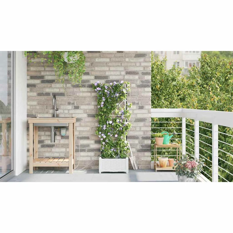 Macetero De Jardín Blanco 40 X 40 X 126 Cm Pp