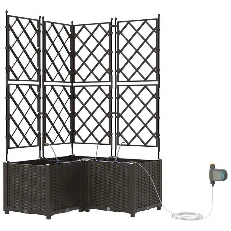 Macetero De Jardín 3 Uds. Marrón 80 X 80 X 142 Cm Pp