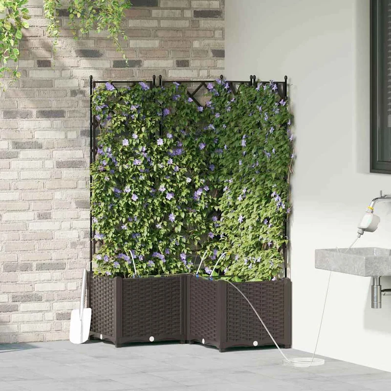 Macetero De Jardín 3 Uds. Marrón 80 X 80 X 142 Cm Pp
