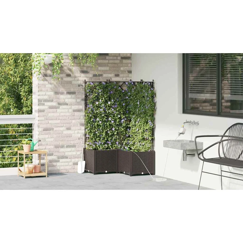 Macetero De Jardín 3 Uds. Marrón 80 X 80 X 142 Cm Pp