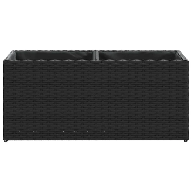 Jardineras Con 2 Maceteros 2 Uds Ratán Pe Negro 72x30x32 Cm