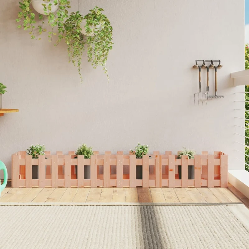 Arriate Elevado Jardín Valla Madera Maciza Douglas 200x30x30 Cm