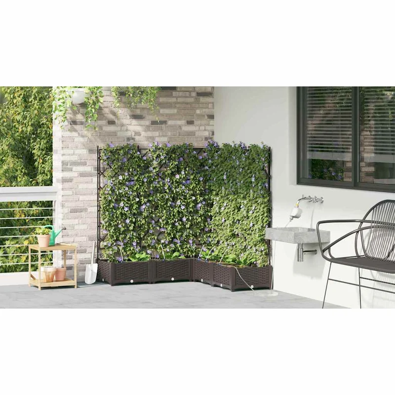 Macetero De Jardín 5 Uds. Marrón 120 X 120 X 126 Cm Pp