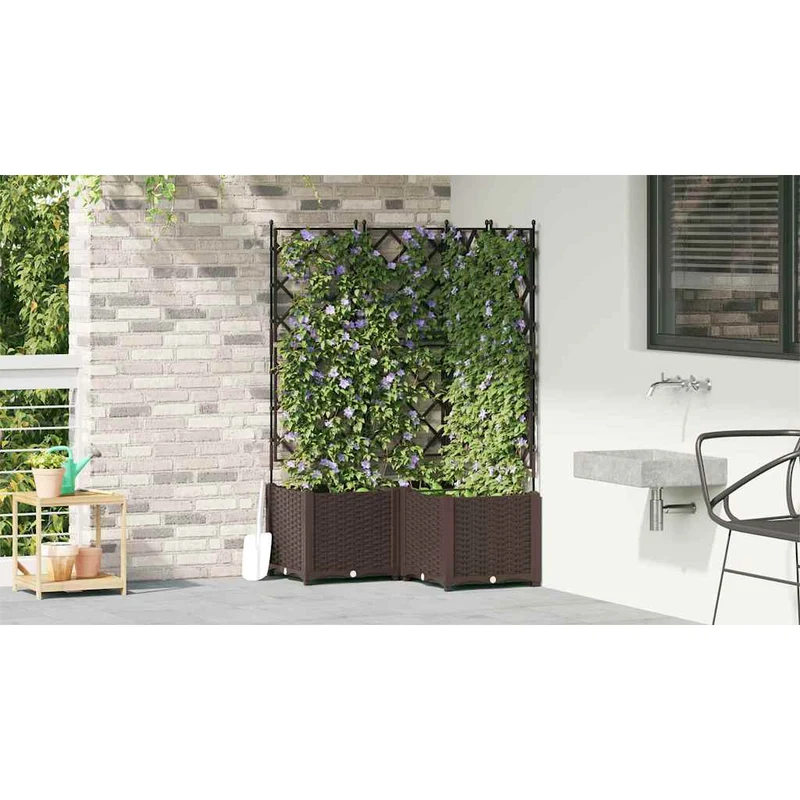 Macetero De Jardín 3 Uds. Marrón 80 X 80 X 143 Cm Pp