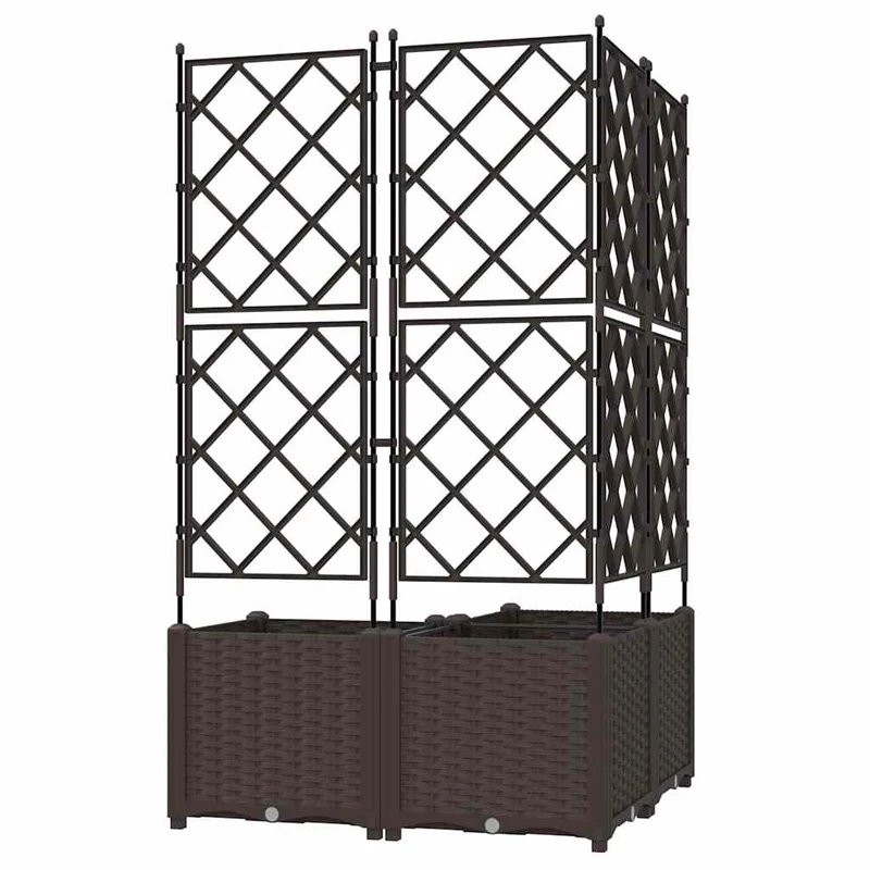 Macetero De Jardín 3 Uds. Marrón 80 X 80 X 143 Cm Pp