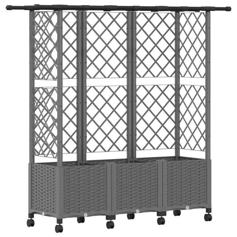 Cama Elevada Con Trellis Y Techo Gris Claro 163,5 X 40 X 142 Cm
