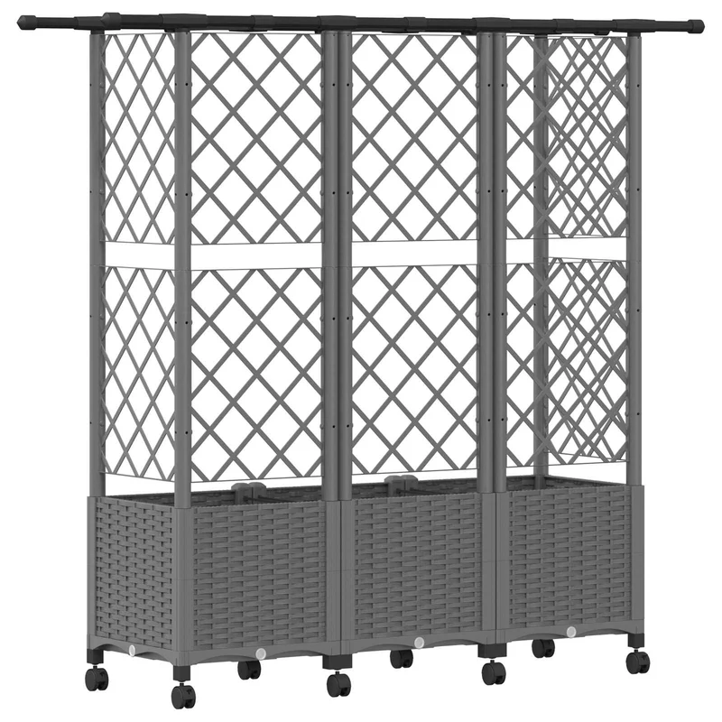 Cama Elevada Con Trellis Y Techo Gris Claro 163,5 X 40 X 142 Cm