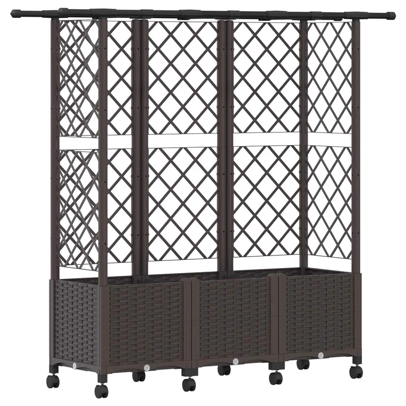 Cama Elevada Con Trellis Y Techo Marrón 163,5 X 40 X 142 Cm Pp