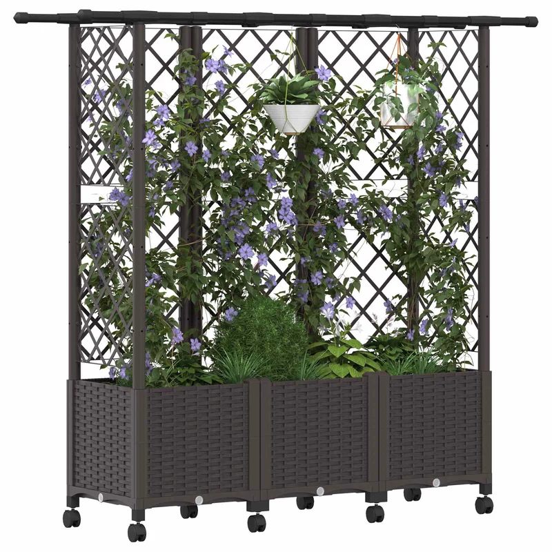Cama Elevada Con Trellis Y Techo Marrón 163,5 X 40 X 142 Cm Pp