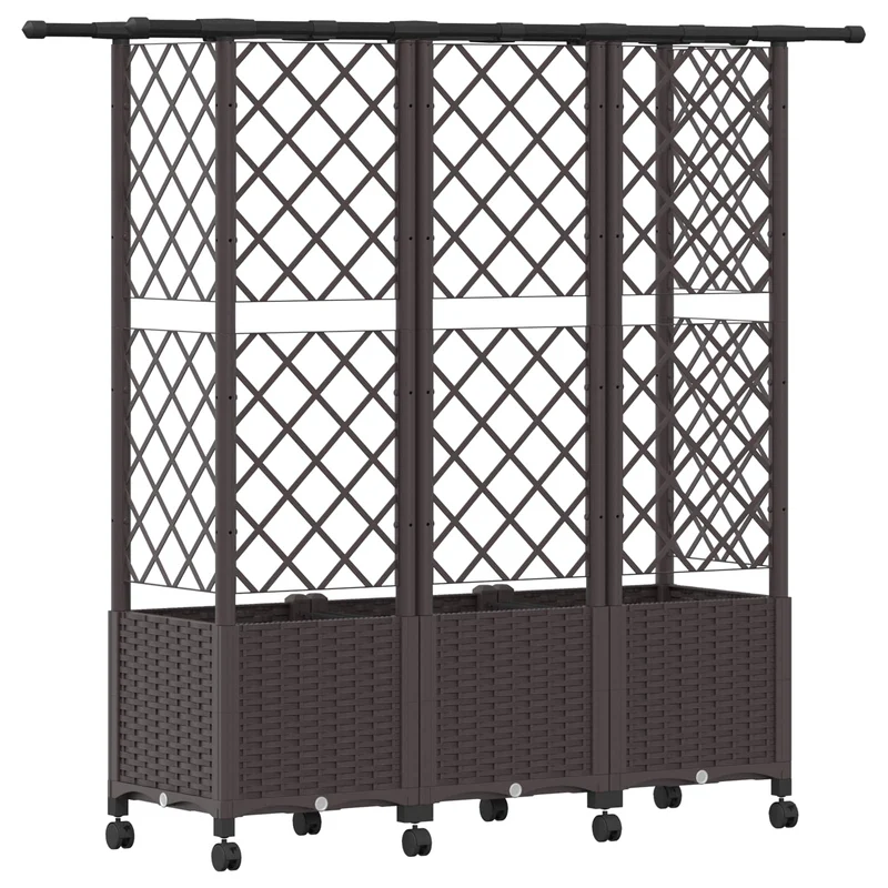 Cama Elevada Con Trellis Y Techo Marrón 163,5 X 40 X 142 Cm Pp