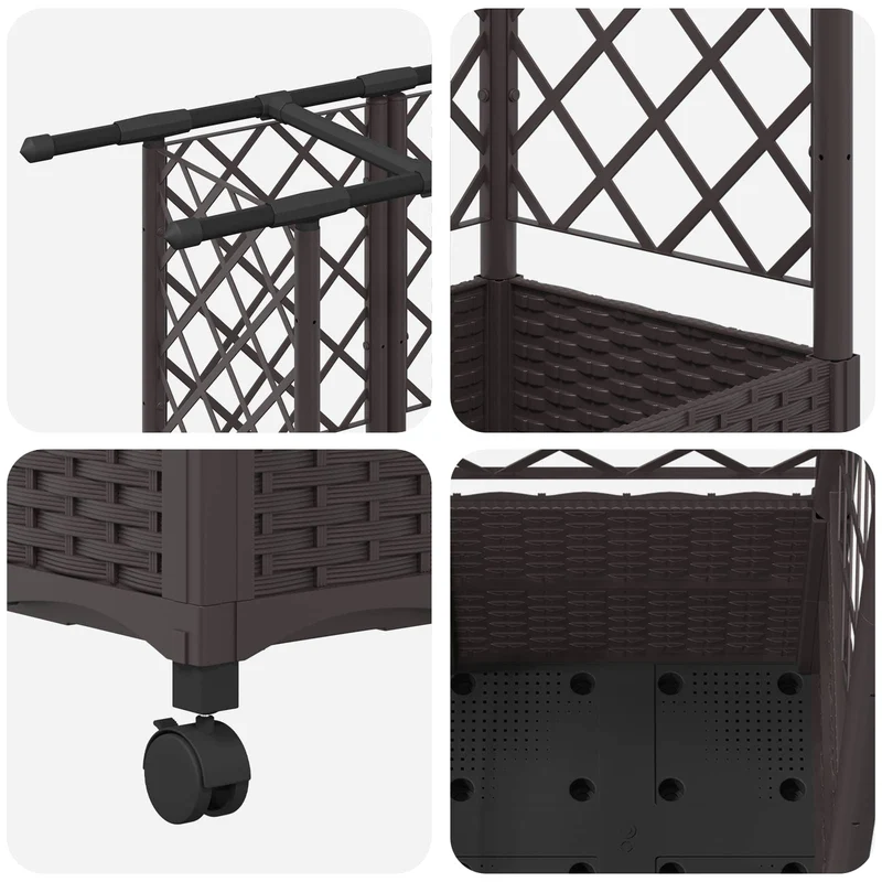 Cama Elevada Con Trellis Y Techo Marrón 163,5 X 40 X 142 Cm Pp