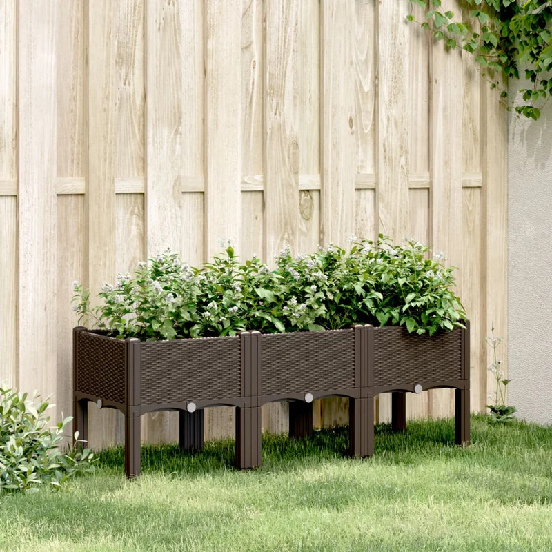 Jardinera Con Patas Pp Marrón 120x40x42 Cm