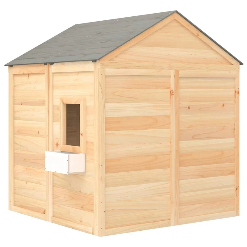 Casa De Juegos Con Puerta Con Cierre Y Macetas Madera Abeto