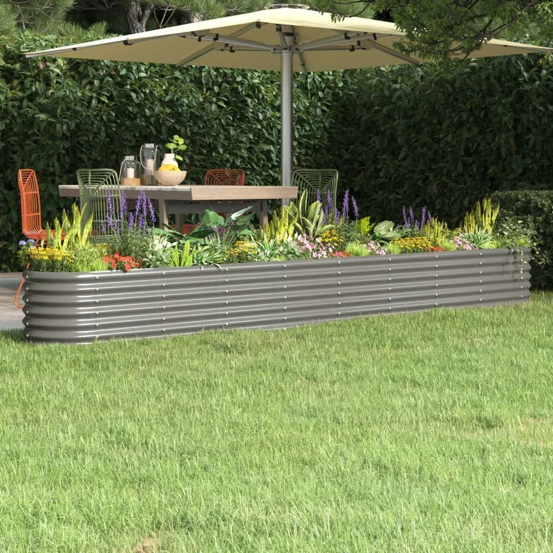 Jardinera Arriate Acero Galvanizado Gris 332x40x36 Cm