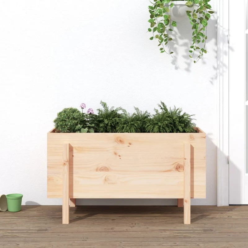 Arriate Elevado De Jardín Madera Maciza De Pino 101x50x57 Cm