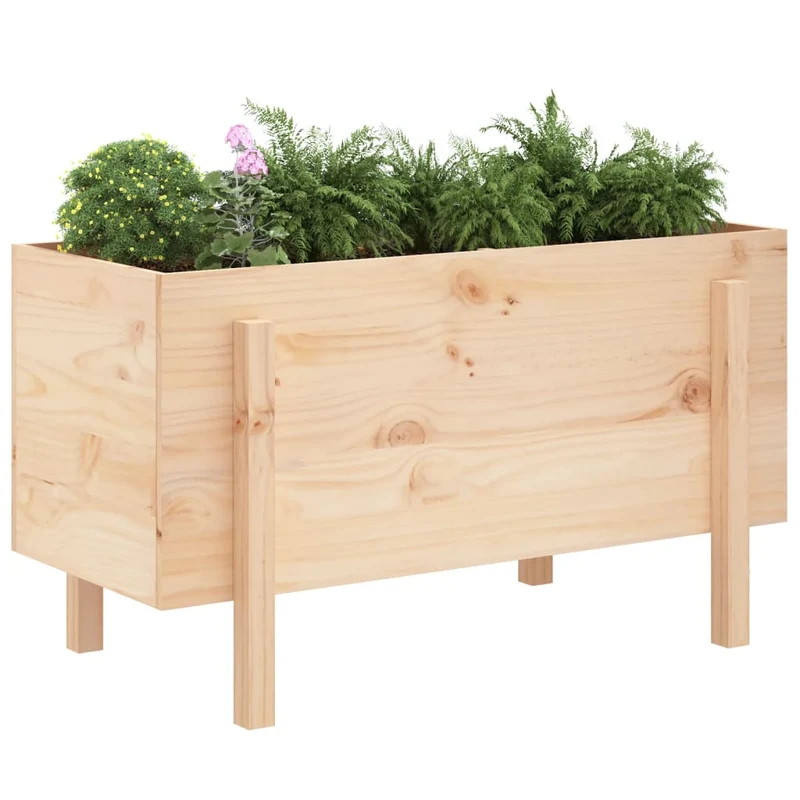 Arriate Elevado De Jardín Madera Maciza De Pino 101x50x57 Cm