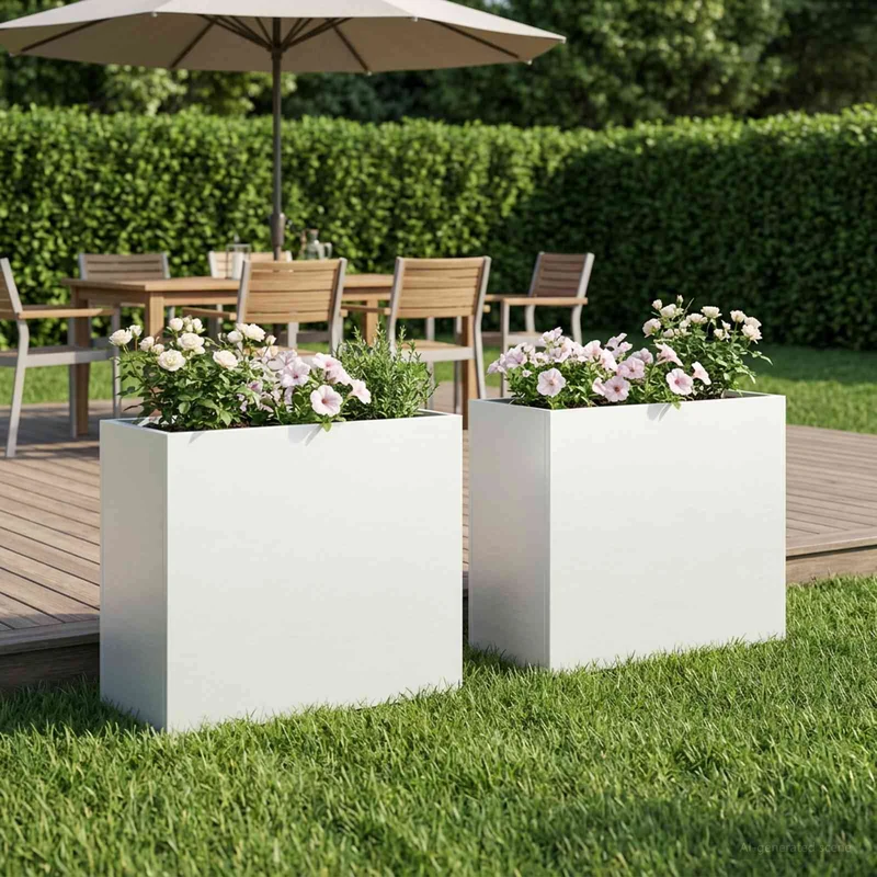 Macetero De Jardín 2 Uds. Blanco 50 X 20 X 40 Cm