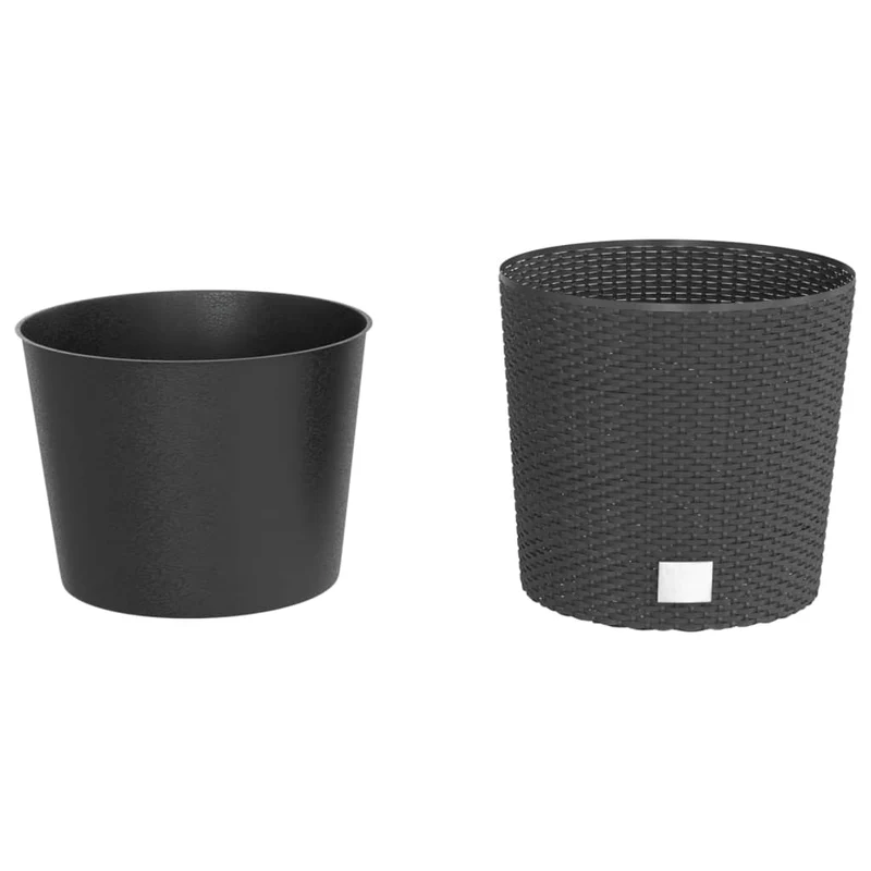 Macetero Interior Extraíble Pp Ratán Gris Antracita 15/15,3 L