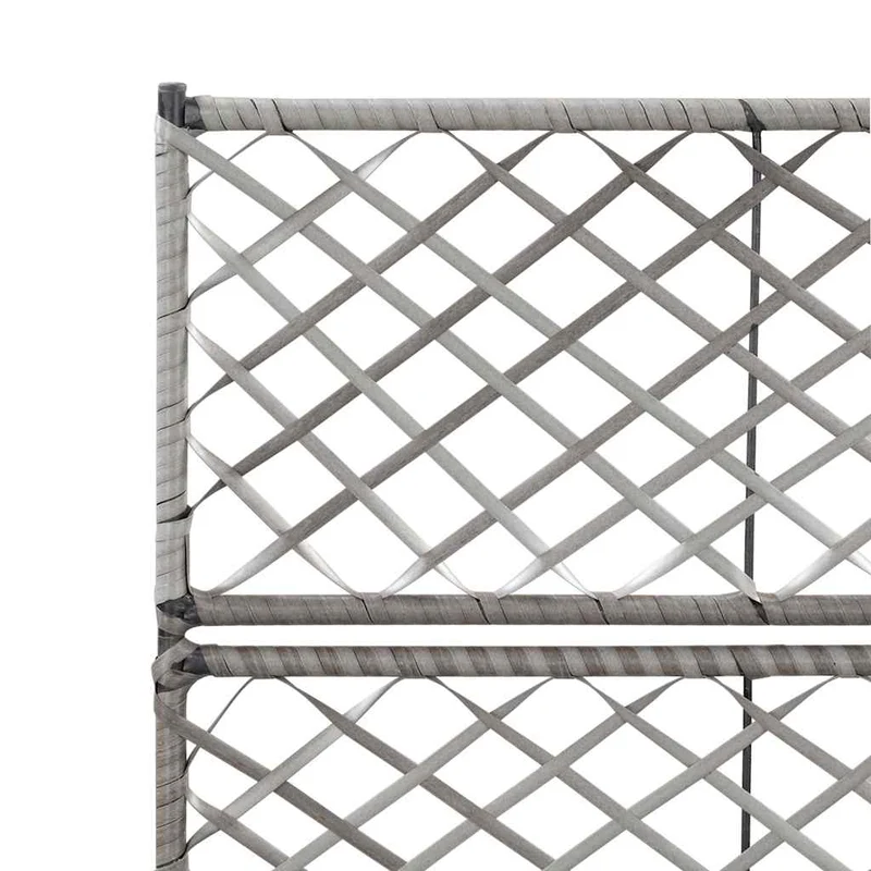 Enrejado Y Arriate 2 Macetas Ratán Sintético Gris 58x30x107 Cm