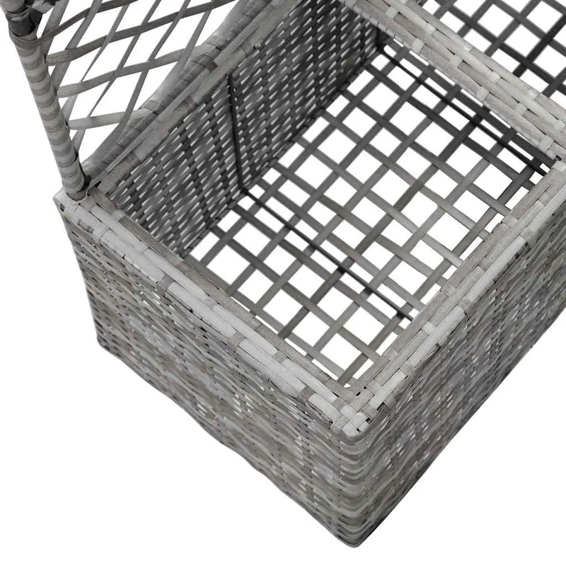 Enrejado Y Arriate 2 Macetas Ratán Sintético Gris 58x30x107 Cm