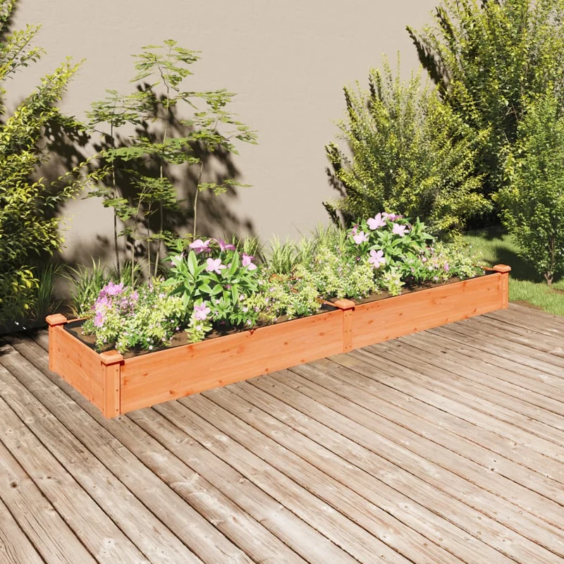 Jardinera Arriate Con Forro Madera Abeto Marrón 240x60x25 Cm