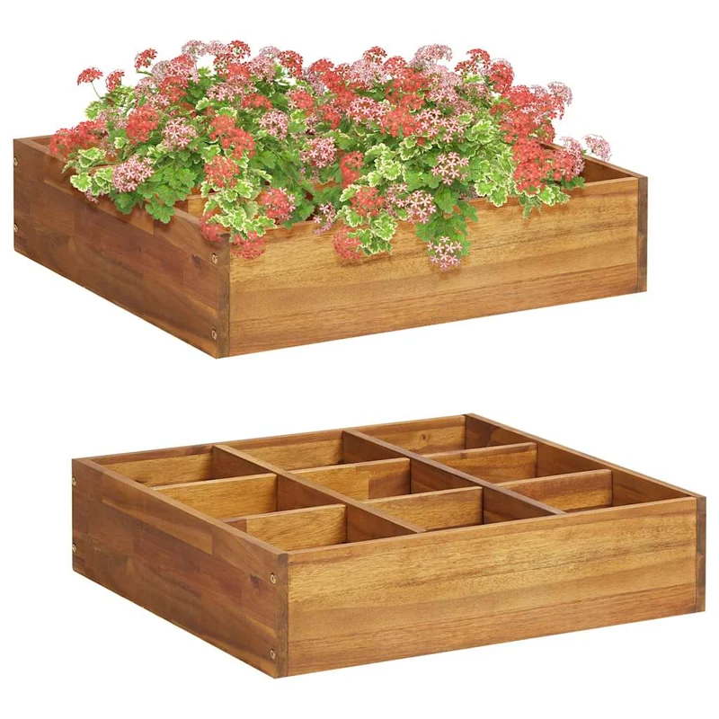 Arriate De Especias Madera Maciza De Acacia 60x60x15 Cm