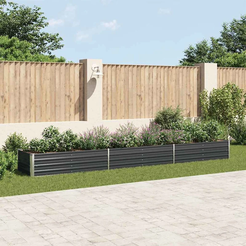 Arriate De Jardín De Acero Galvanizado Antracita 480x80x45 Cm