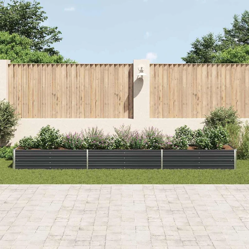 Arriate De Jardín De Acero Galvanizado Antracita 480x80x45 Cm
