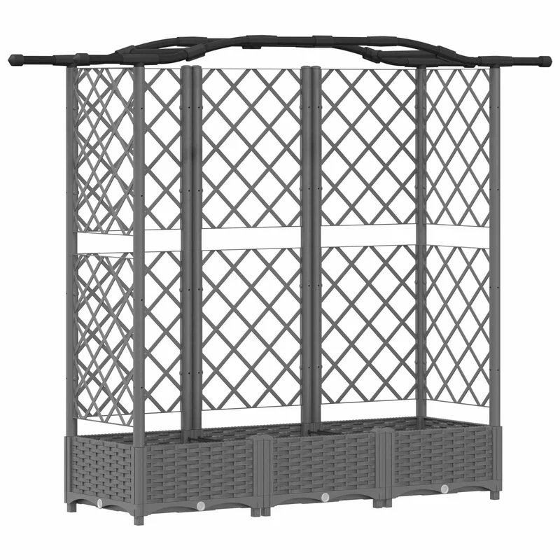 Cama Elevada Con Trellis Y Techo Gris Claro 163 X 40 X 123 Cm
