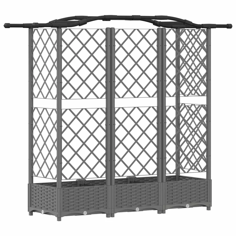 Cama Elevada Con Trellis Y Techo Gris Claro 163 X 40 X 123 Cm