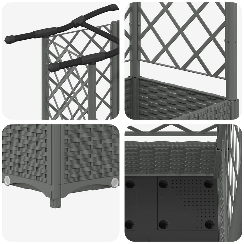 Cama Elevada Con Trellis Y Techo Gris Claro 163 X 40 X 123 Cm