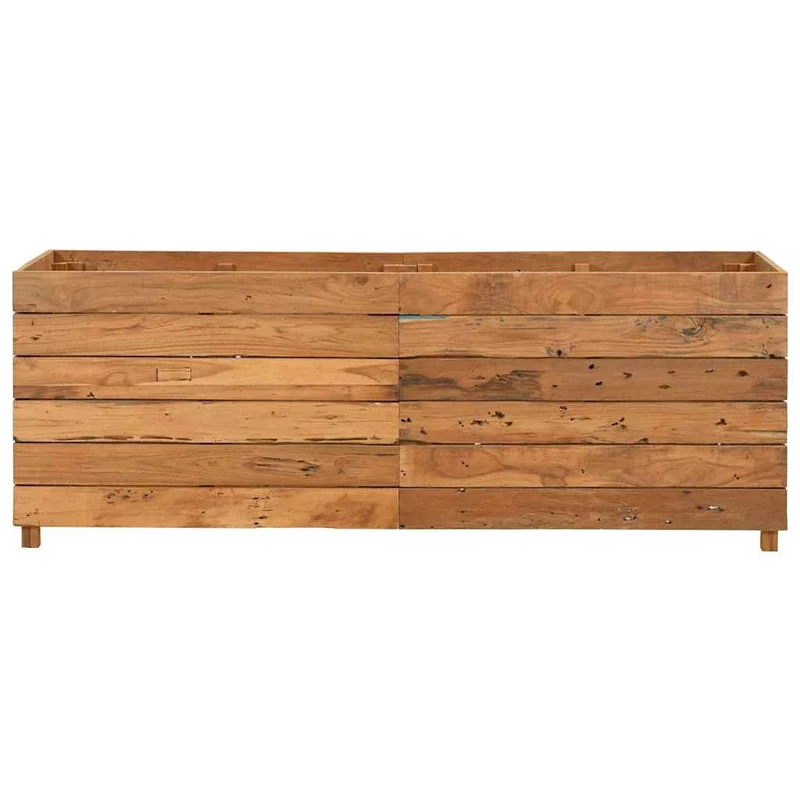 Arriate Elevado Madera De Teca Reciclada Y Acero 150x40x55 Cm