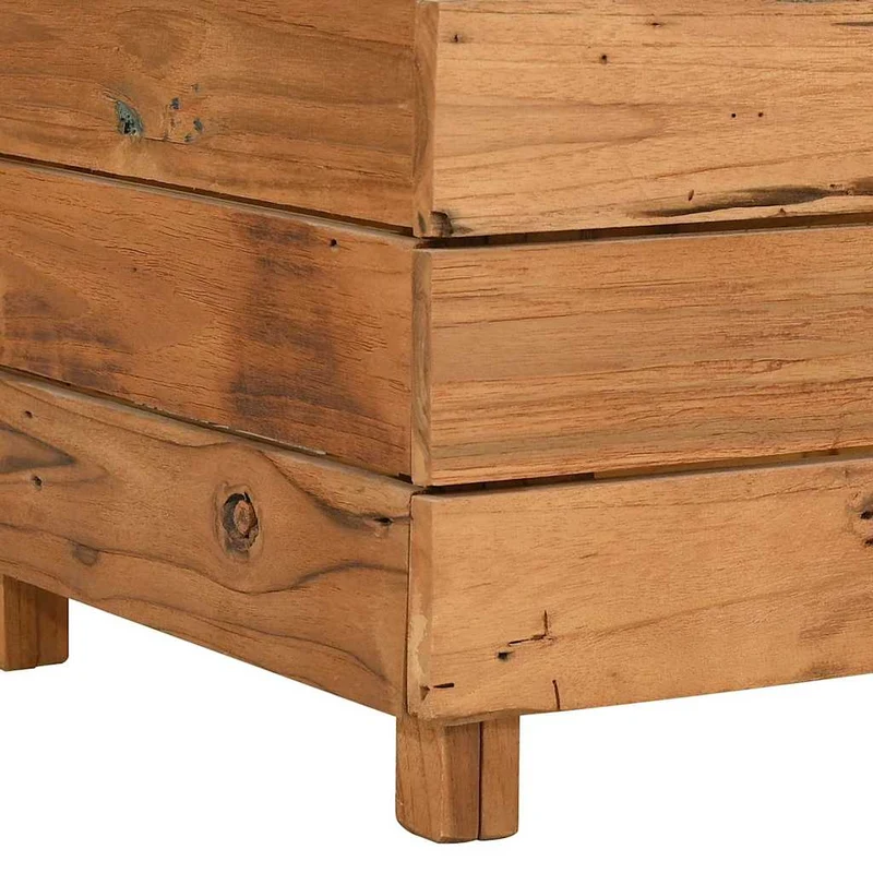Arriate Elevado Madera De Teca Reciclada Y Acero 150x40x55 Cm