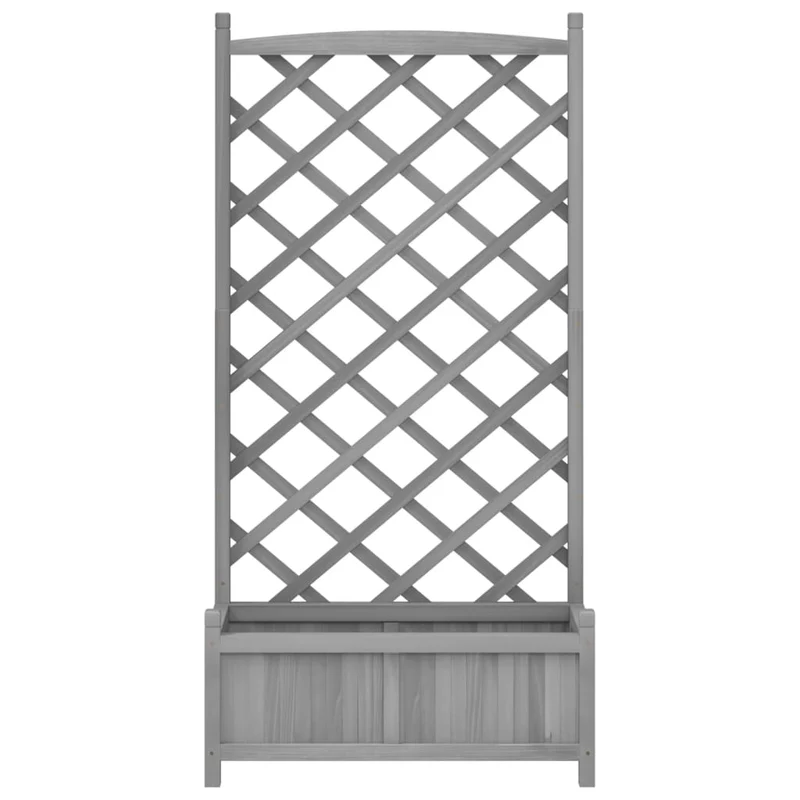 Jardinera Con Enrejado Gris 75x35x150 Cm Madera Maciza De Abeto