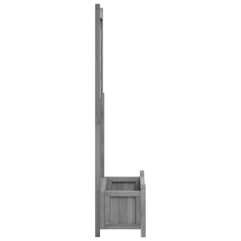 Jardinera Con Enrejado Gris 75x35x150 Cm Madera Maciza De Abeto