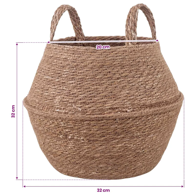 Maceta Con Asas 2 Uds. Natural Ø 32 X 32 Cm 100% Hierba Marina